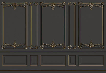 Dark Grey with Gold Texture Art Wall Photo Studio Backdrop for Wedding