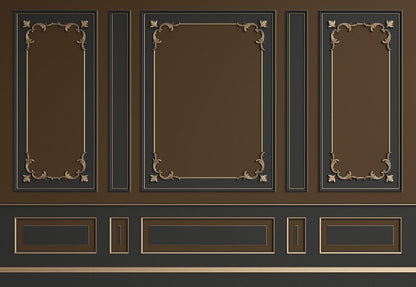 Brown and Dark Grey Gold Edge Wall Photo Backdrop for Wedding