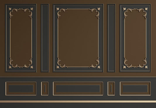 Brown and Dark Grey Gold Edge Wall Photo Backdrop for Wedding