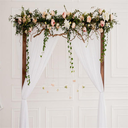 White Curtain Wall Flowers Door Backdrops for Wedding