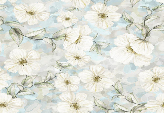 Blue White Flowers Photography Backdrop