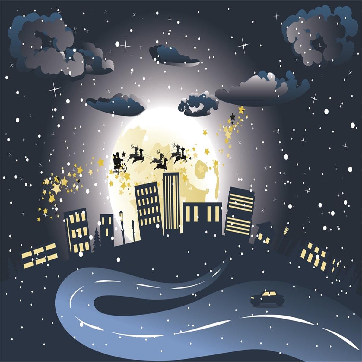 Santa Claus Gold Star Christmas Backdrop for Photo Studio