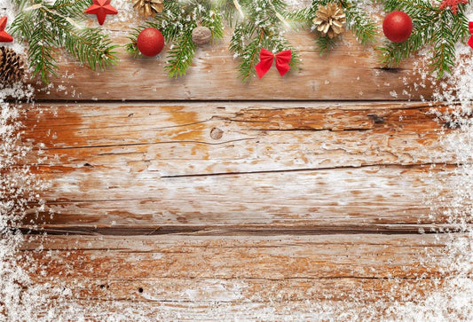 Wood Christmas with Snowflake Photography Backdrops