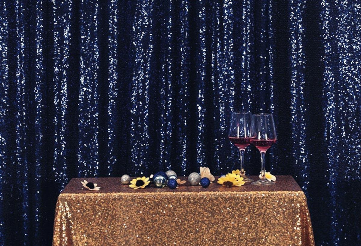 Navy Blue Sequins Fabric Photography Backdrop for Party