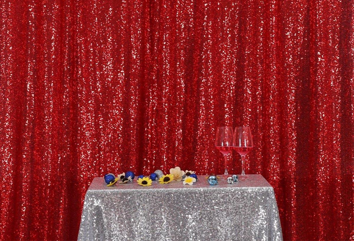 Red Sequins Fabric Photography Backdrop for Party