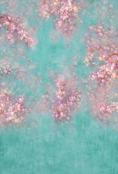Mint Pink Floral Portrait Photography Backdrops for Picture