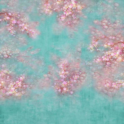 Mint Pink Floral Portrait Photography Backdrops for Picture