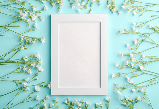 Spring Light Blue Background White Flower Decoration Photography Backdrop SBH0021