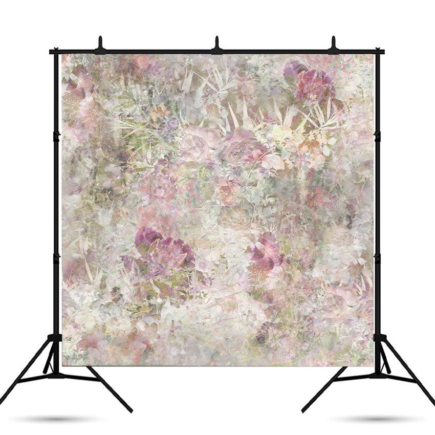 Watercolor Painting of Leaf and Flowers Photography Backdrop SBH0029