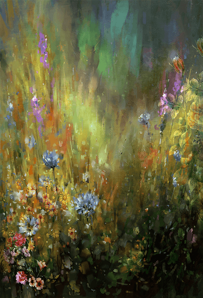Abstract Colorful Flowers Landscape Painting Background for Photo Studio SBH0037