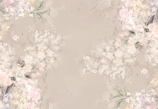 Graphic Wildflowers Painted on Concrete Grunge Wall Floral Backdrop for Photography SBH0068