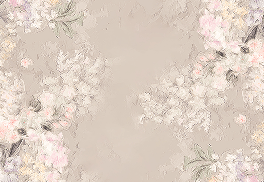 Graphic Wildflowers Painted on Concrete Grunge Wall Floral Backdrop for Photography SBH0068