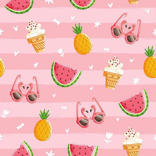 Fun Pink Summer Seamless Pattern Watermelon Ice Cream Backdrop SBH0117