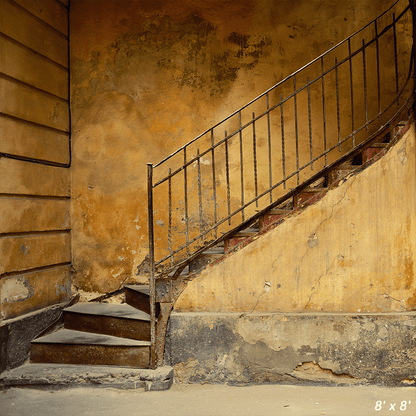 Stairs Of Old Yellow House Backdrop for Photography SBH0348