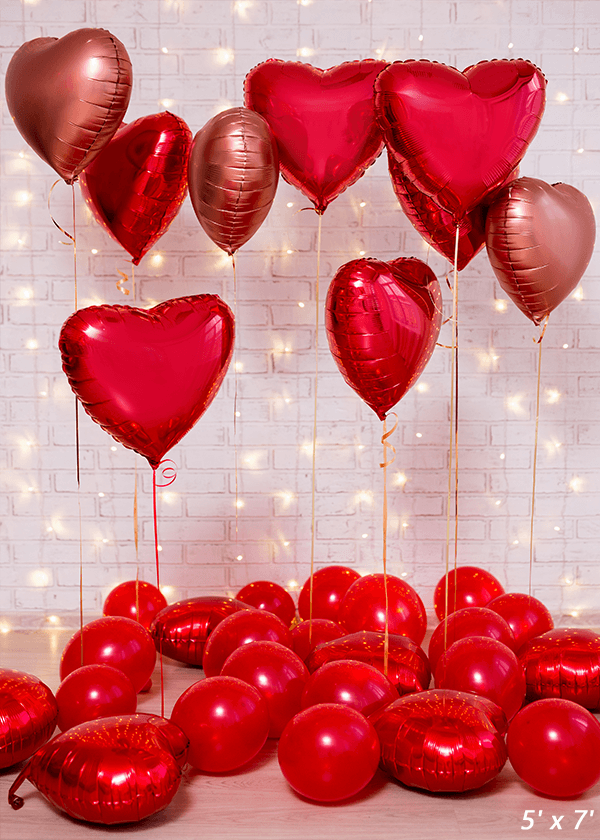 Valentine's Day Red Balloons Photography Backdrop SBH0363