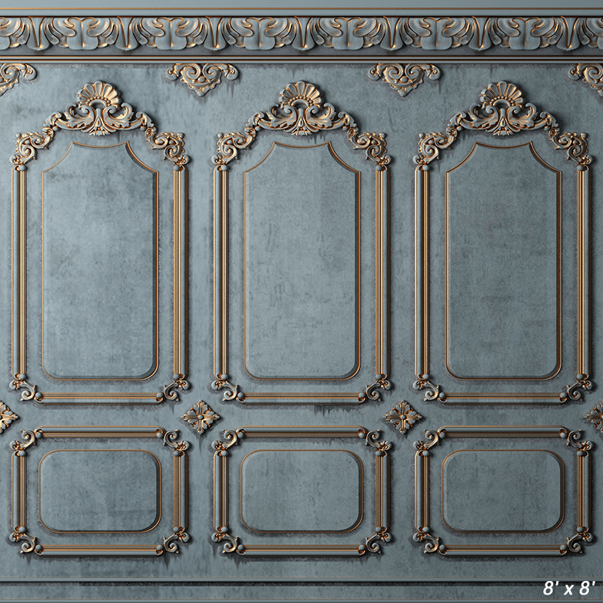 Gold Stucco Blue Paint Backdrop for Photography SBH0412