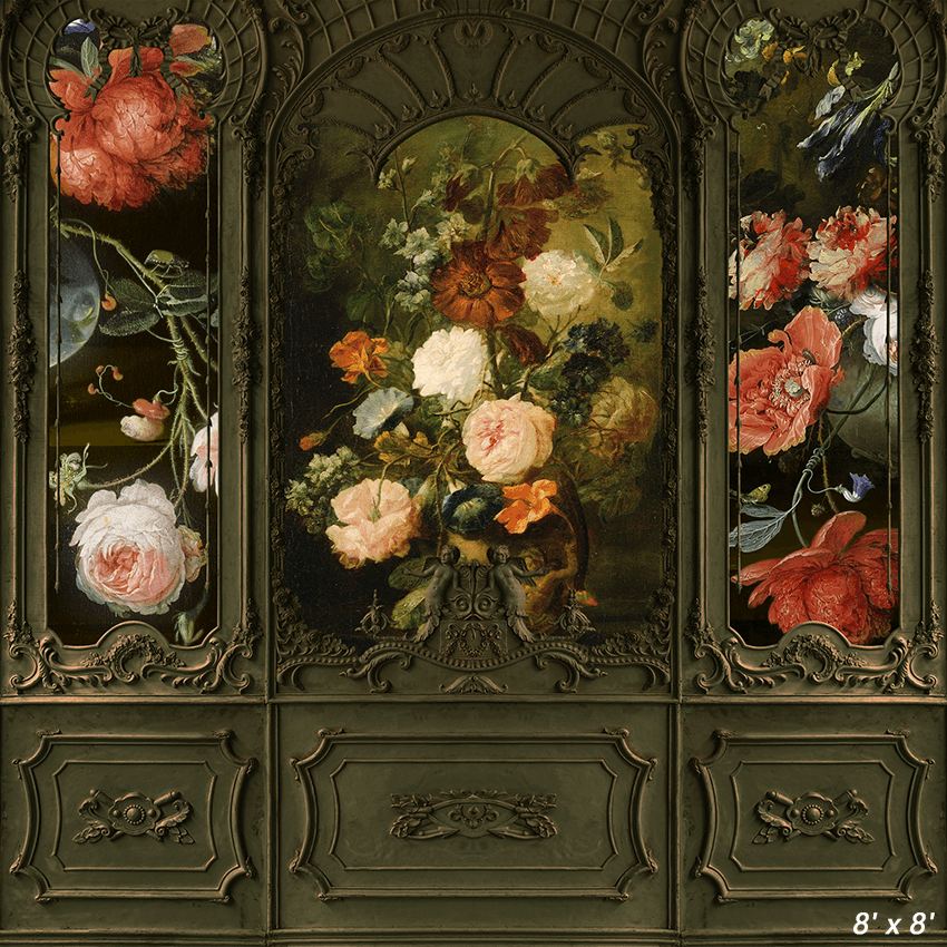 Classic Wall With Vintage Flowers Backdrop for Photography SBH0414