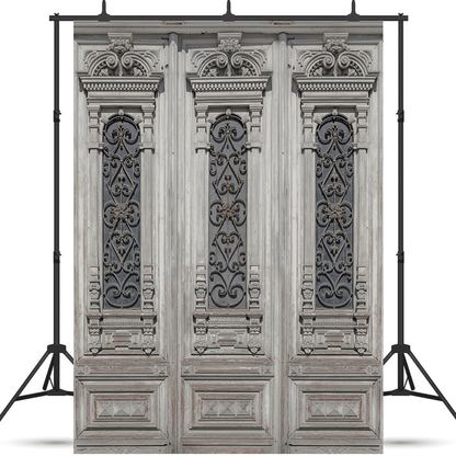 Curved Vintage Wooden Door Fabric Backdrop SBH0432