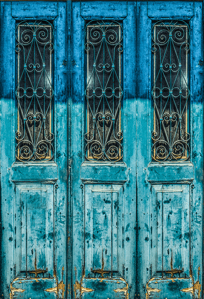 Antique Weathered Blue Door Backdrop for Photo SBH0438