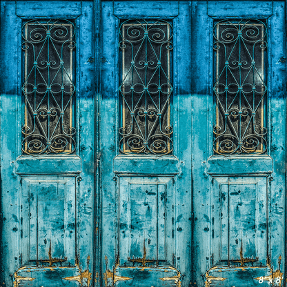 Antique Weathered Blue Door Backdrop for Photo SBH0438