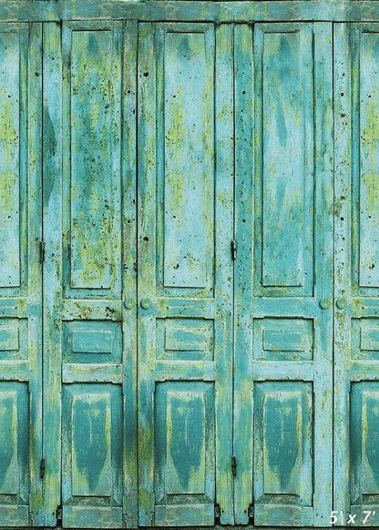Old Town Green Retro Door Backdrop for Photo SBH0439
