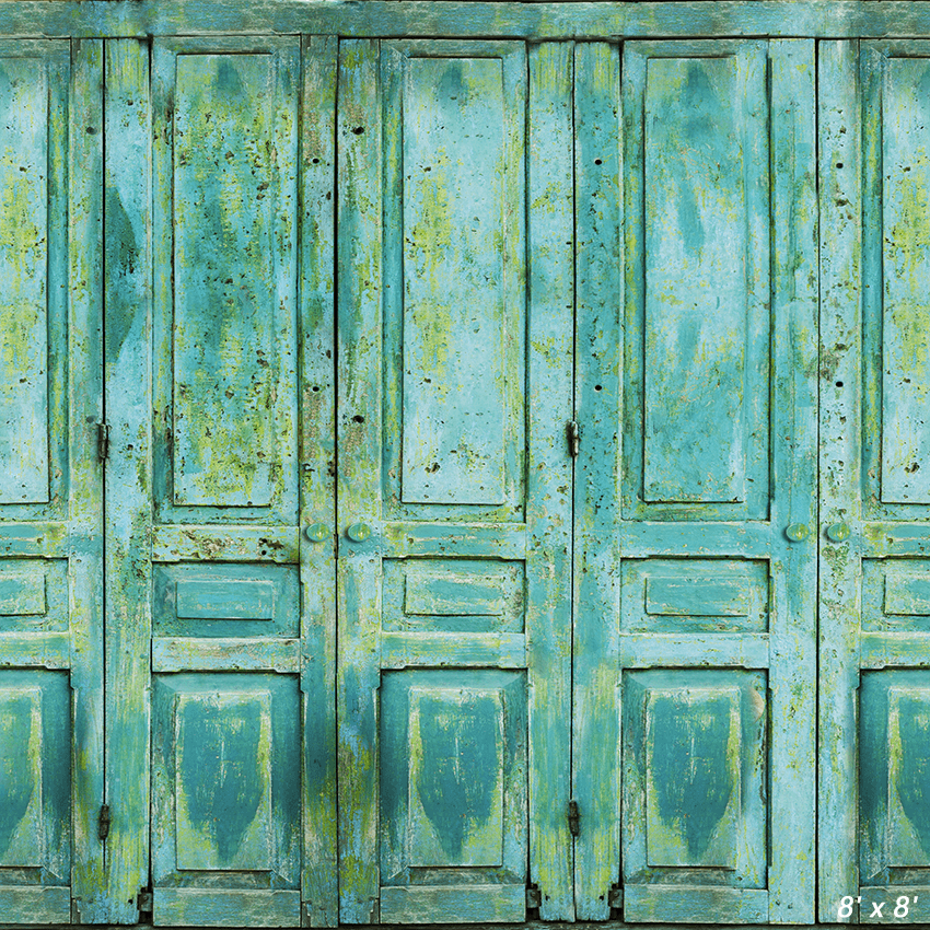 Old Town Green Retro Door Backdrop for Photo SBH0439