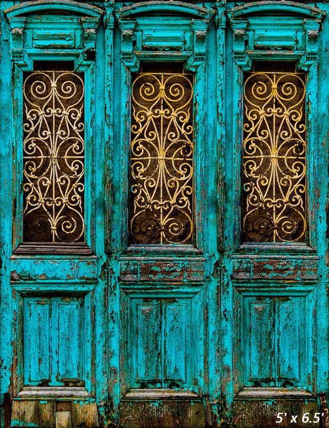 Unique Turquoise Door Backdrop for Photography SBH0440
