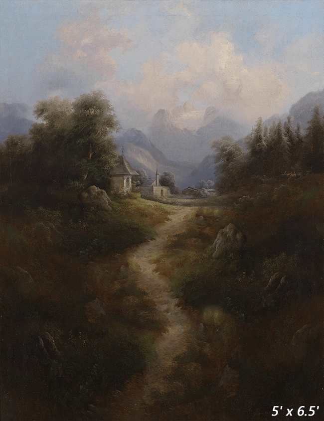 Mountain Valley Oil Painting Fabric Backdrop for Photo SBH0457