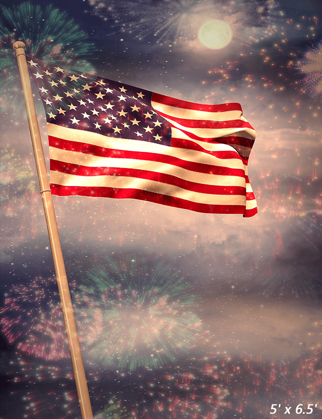 American National Flag Fireworks Backdrop for Photo SBH0477