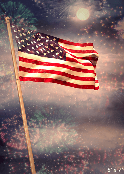 American National Flag Fireworks Backdrop for Photo SBH0477