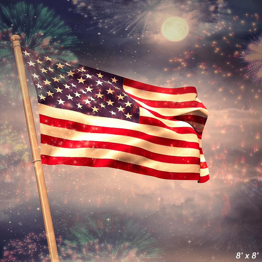 American National Flag Fireworks Backdrop for Photo SBH0477
