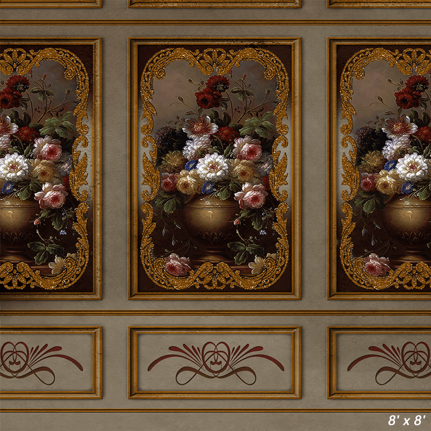 Ornate Gilt Oil Painting Fabric Backdrop for Photo SBH0497