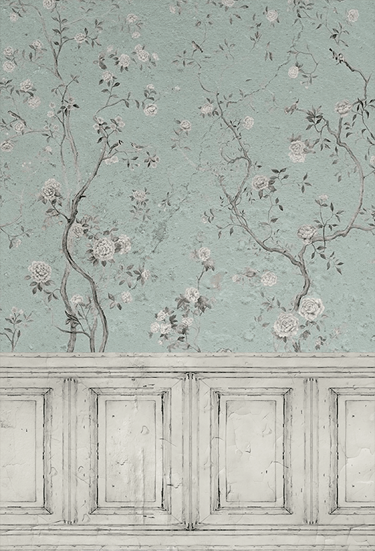 Blossom Blue Flower Fabric Backdrop for Photo SBH0499