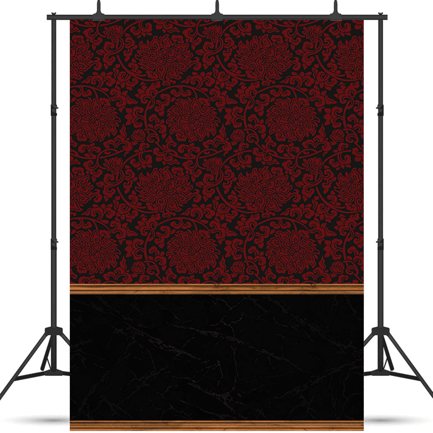 Red Damask Pattern Seamless Backdrop for Photo SBH0504
