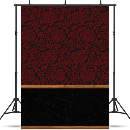 Red Damask Pattern Seamless Backdrop for Photo SBH0504