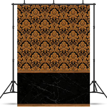 Golden Damask Pattern Fabric Backdrop Background SBH0505