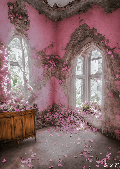 Pink Floral Castle Background Backdrop for Photo SBH0515