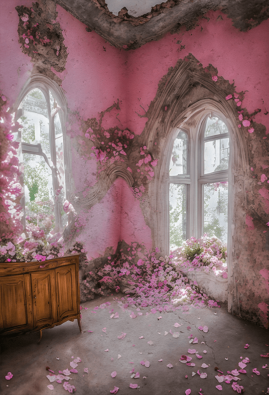 Pink Floral Castle Background Backdrop for Photo SBH0515