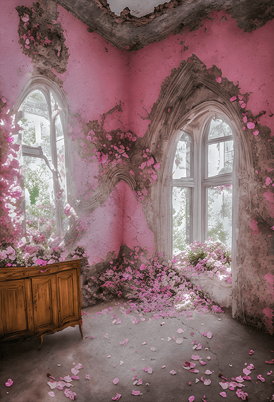 Pink Floral Castle Background Backdrop for Photo SBH0515