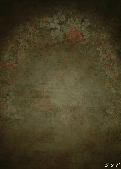 Green Vintage Abstract Floral Backdrop for Photo SBH0548