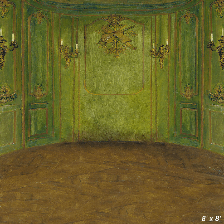 Green Retro Portrait Photo Background Backdrop SBH0560