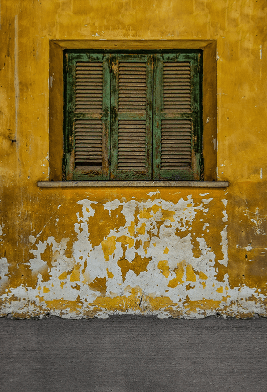 Yellow Old And Worn House Photography Backdrop SBH0568