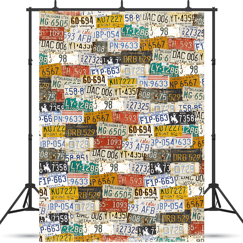Vintage License Plates Background backdrop for Photo SBH0577