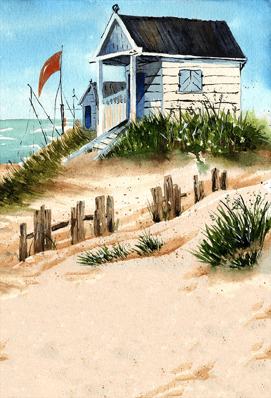 Small Bungalow On the Shore Backdrop for Photo SBH0582