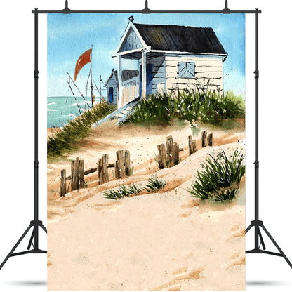 Small Bungalow On the Shore Backdrop for Photo SBH0582