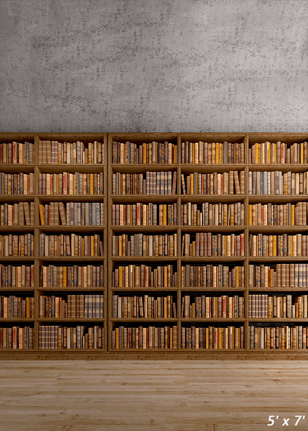 Old Books On Wooden Shelf Backdrop for Photo SBH0606
