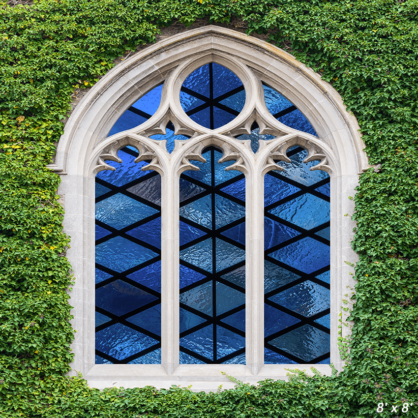 Stained Glass Windows Ivy Wall Church Backdrop SBH0609