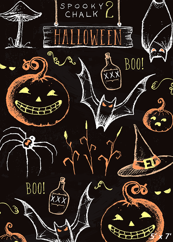 Vintage Chalkboard Halloween Backdrop for Photo SBH0614