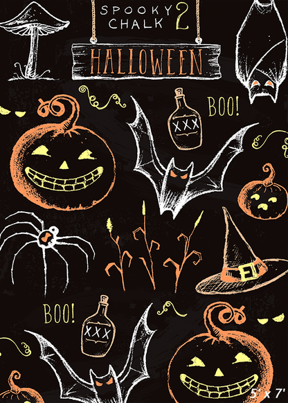 Vintage Chalkboard Halloween Backdrop for Photo SBH0614
