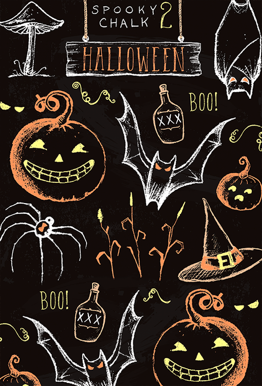 Vintage Chalkboard Halloween Backdrop for Photo SBH0614